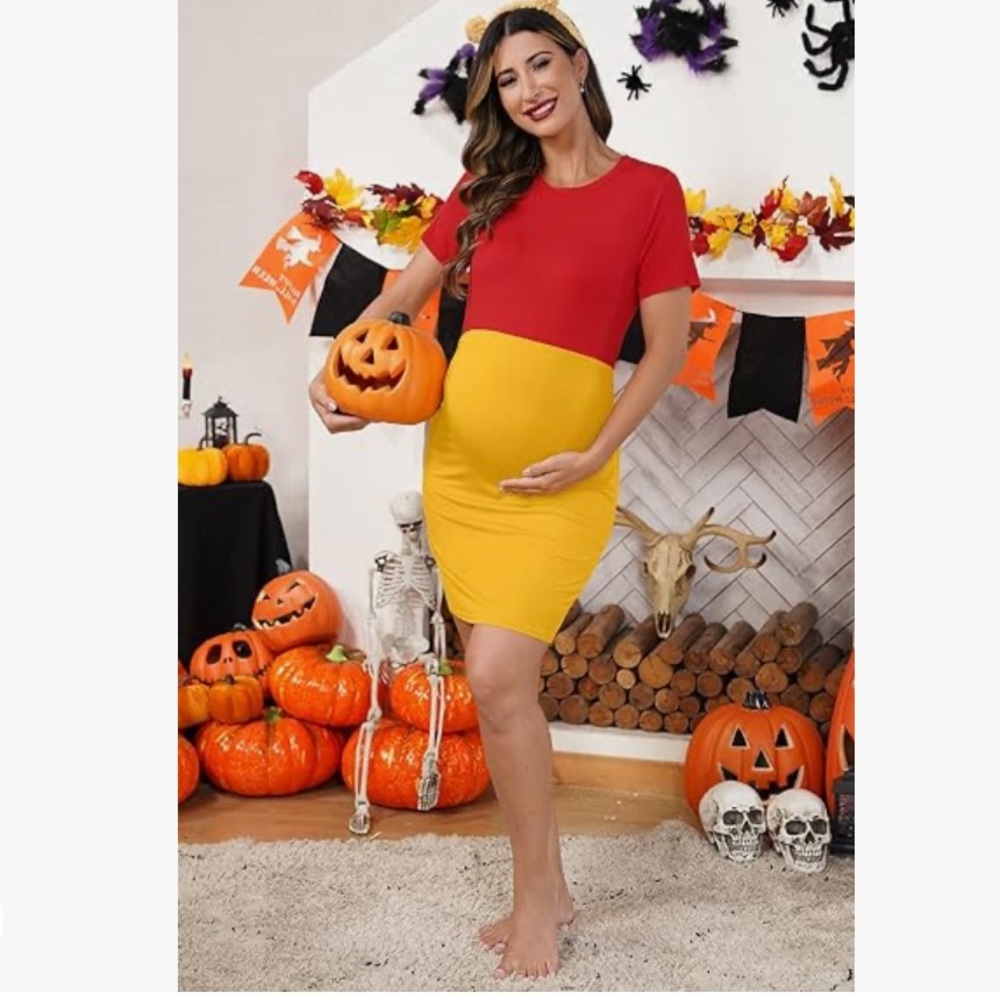 Winnie the Pooh maternity dress costume and Pooh ears